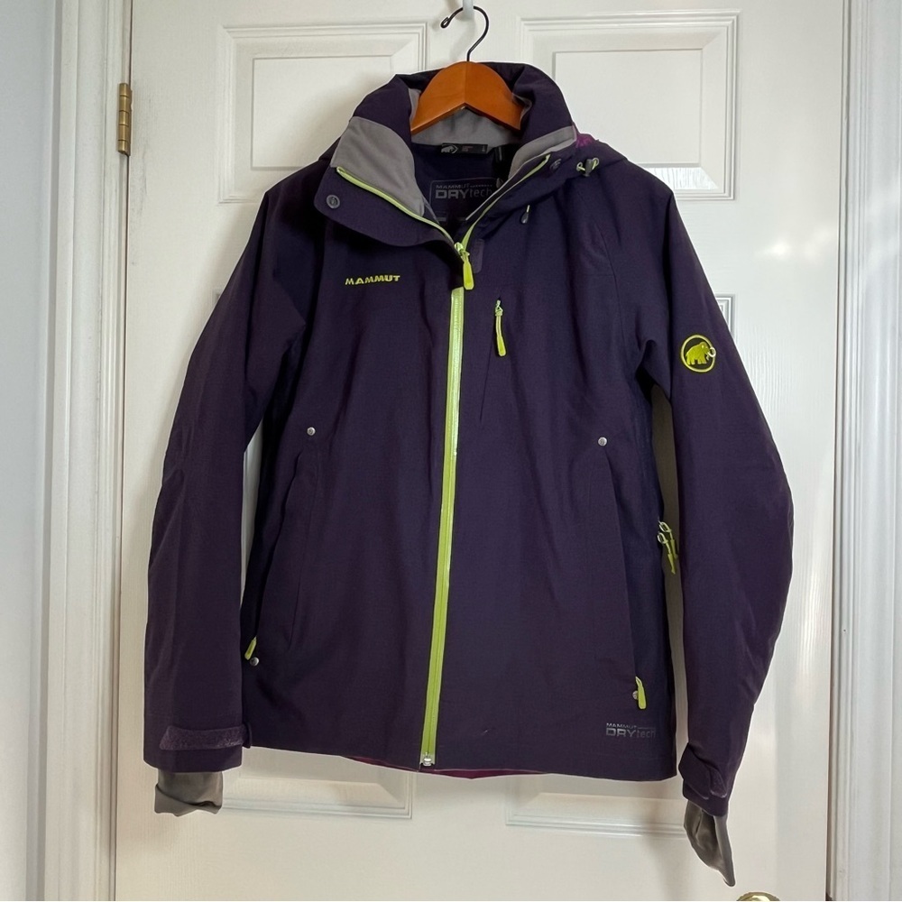 Mammut Dark Purple Robella Ski Jacket Neon Green Details Dry Tech Size Small